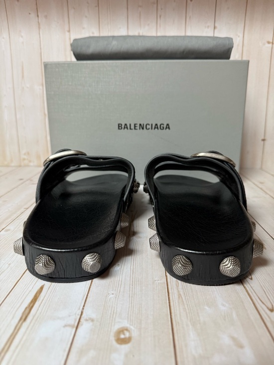 Balenciaga Agneau Arena Cagole Leather Slide Sandals Black Sz 40 / 7 main image 8